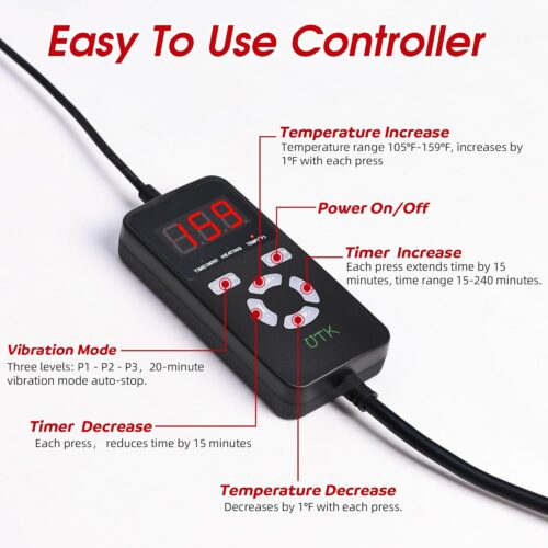 UTK Vibrating Heating Belt Controller, and UTK Heating Pad DC Adapter