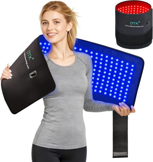UTK 36" x 11" Blue & Red Light Therapy for Body, 330 LEDs Extra Large Near Infrared Light Therapy Pad, 470nm & 660nm & 850nm