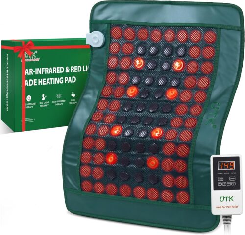 UTK Far Infrared & Red Light Heating Pad with Jade Stone and Magnets Stone For Back Pain Relief, 26 x 20'', H13T4